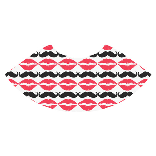 Red and Black Hipster Mustache and Lips Athena Women's Short Skirt (Model D15)