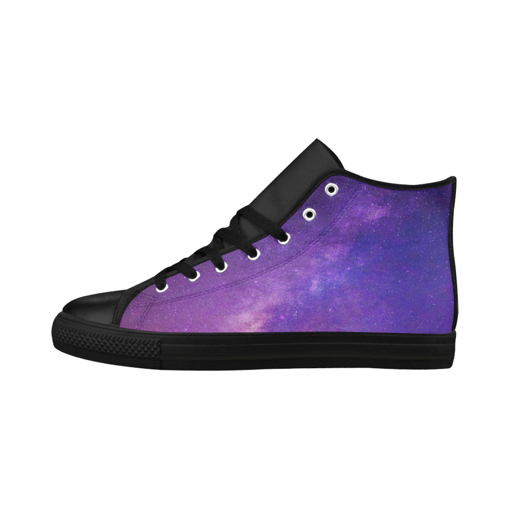 Purple Blue Starry Night Sky Aquila High Top Microfiber Leather Women's Shoes/Large Size (Model 032)