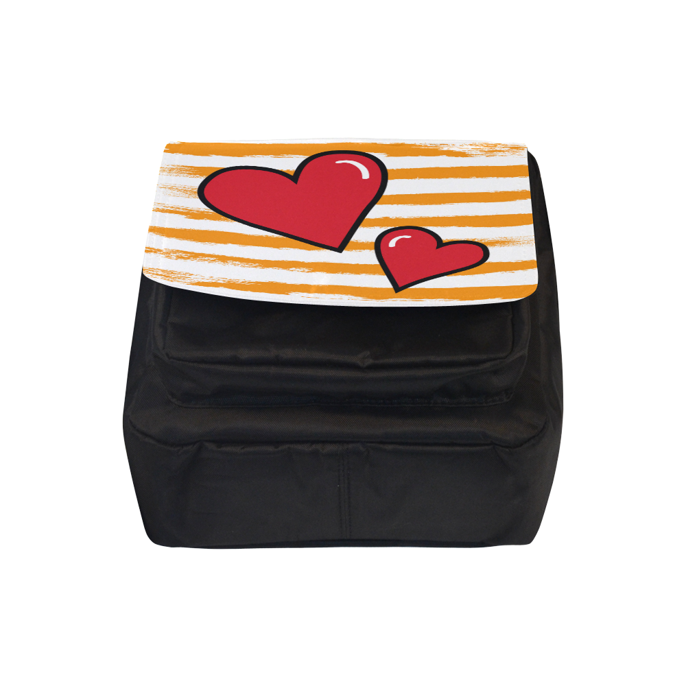 POP ART Style Two Hearts with Orange Brushstrokes Stribes Background Crossbody Nylon Bags (Model 1633)