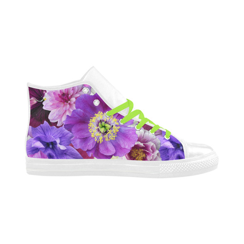 Purple flowers_ Gloria Sanchez1 Aquila High Top Microfiber Leather Women's Shoes (Model 032)