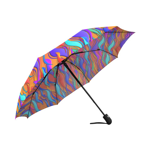Colorful Waves Print Art by Juleez Auto-Foldable Umbrella (Model U04)