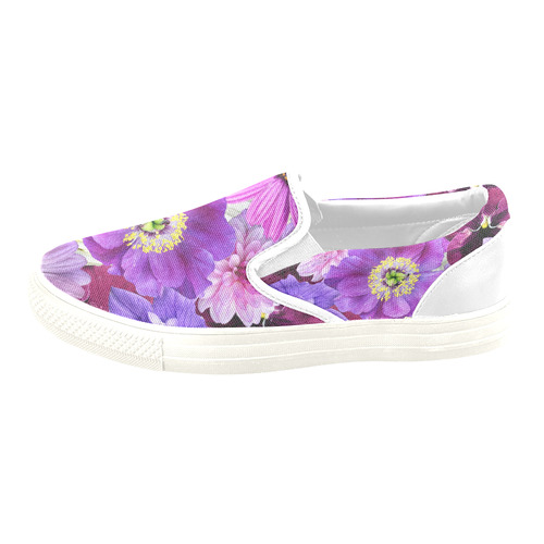Purple flowers_ Gloria Sanchez1 Women's Unusual Slip-on Canvas Shoes (Model 019)