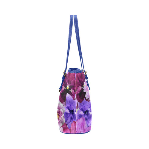 Purple flowers_ Gloria Sanchez1 Leather Tote Bag/Large (Model 1651)