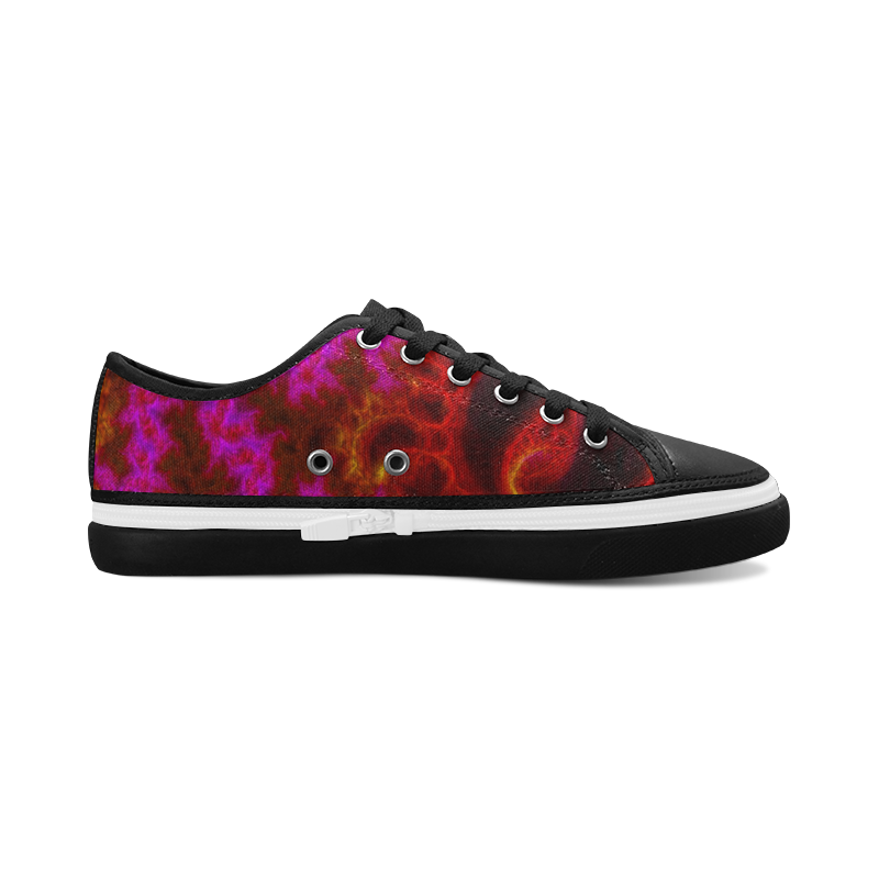 Red Pink Yellow Knitting in Fractal Style Women's Canvas Zipper Shoes/Large Size (Model 001)
