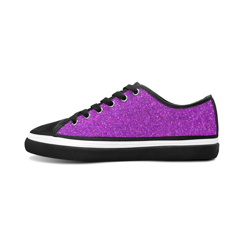Sparkles Purple Glitter Women's Canvas Zipper Shoes/Large Size (Model 001)