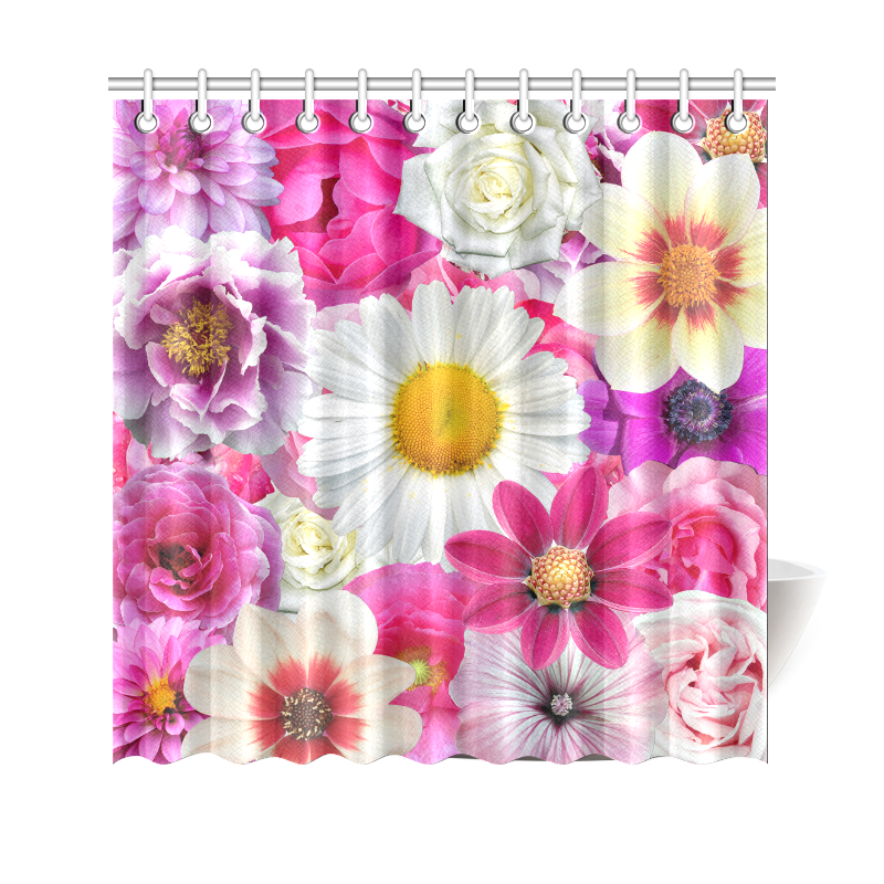 Pink flowers_ Gloria Sanchez1 Shower Curtain 69"x70"