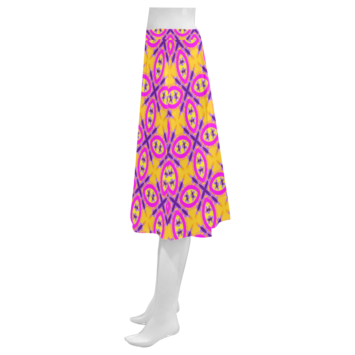 Chic Pink Pattern Mnemosyne Women's Crepe Skirt (Model D16)