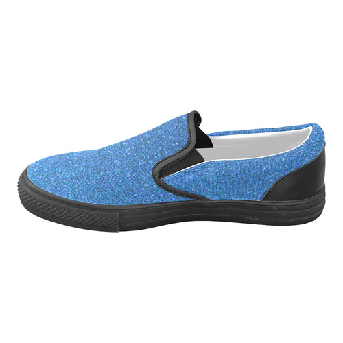 Sparkles Light Blue Glitter Women's Unusual Slip-on Canvas Shoes (Model 019)