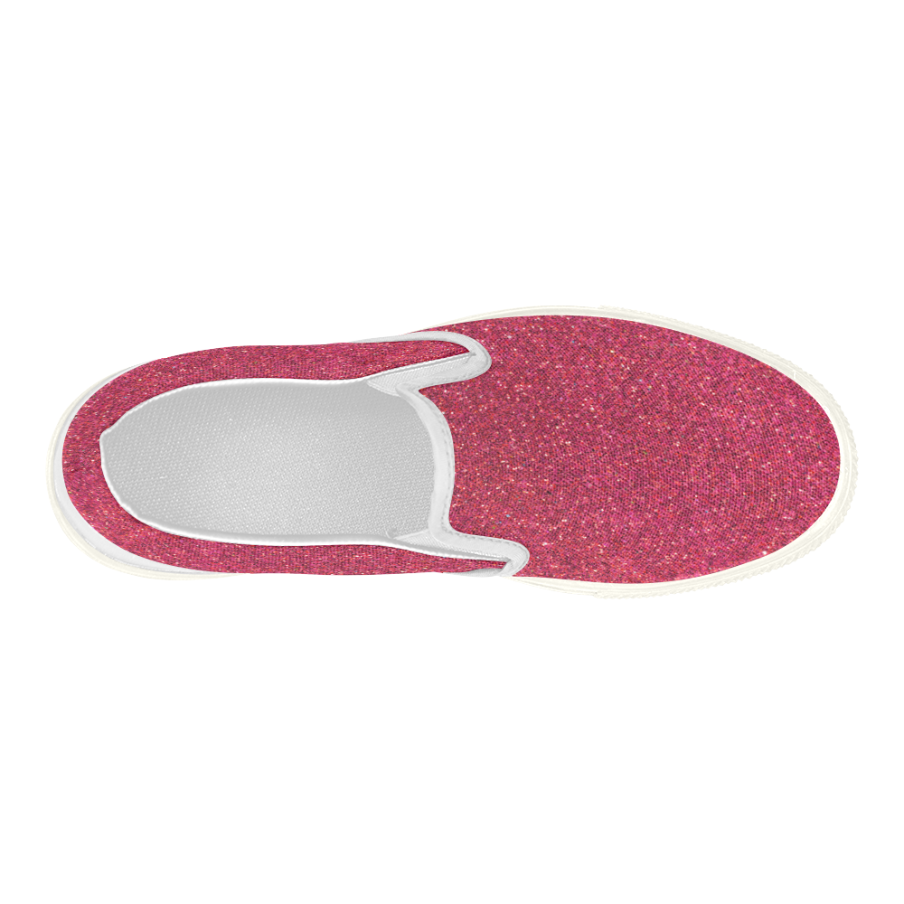 Sparkles Pink Glitter Women's Slip-on Canvas Shoes (Model 019)