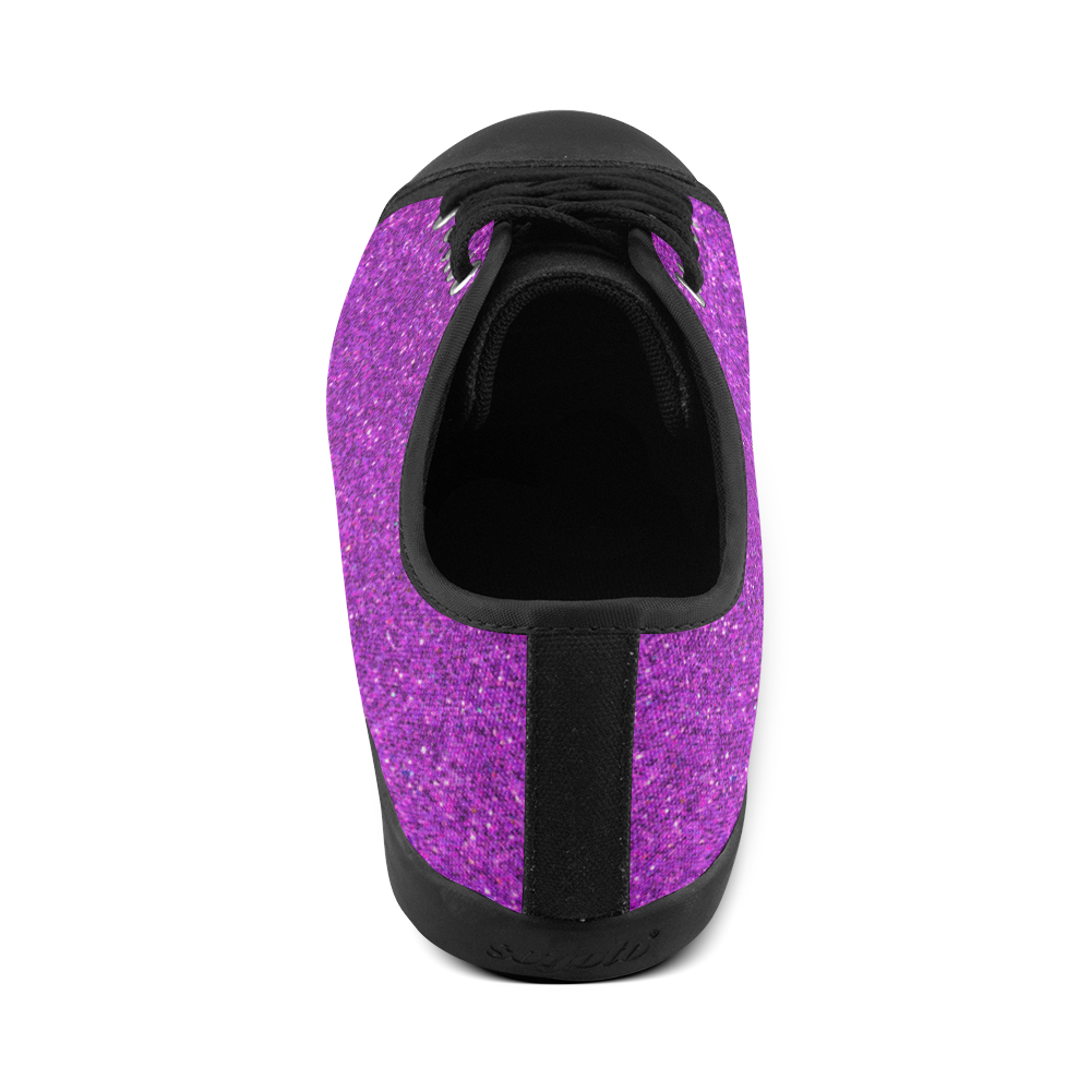 Sparkles Purple Glitter Canvas Shoes for Women/Large Size (Model 016)