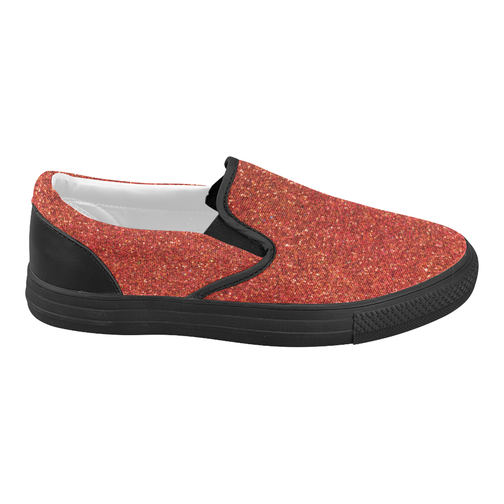 Sparkles Red Glitter Women's Slip-on Canvas Shoes (Model 019)