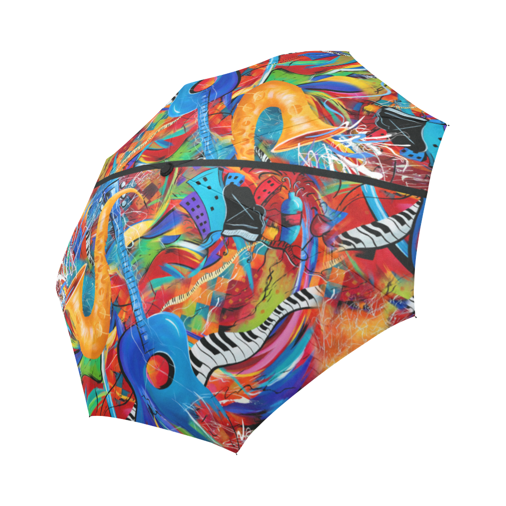 Juleez Jazz Umbrella Music Theme Art Print Auto-Foldable Umbrella (Model U04)
