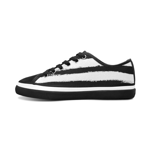 PATTERN Black White Brushstrokes Stribes Women's Canvas Zipper Shoes/Large Size (Model 001)