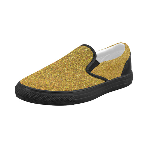 Sparkles Yellow Glitter Women's Slip-on Canvas Shoes (Model 019)