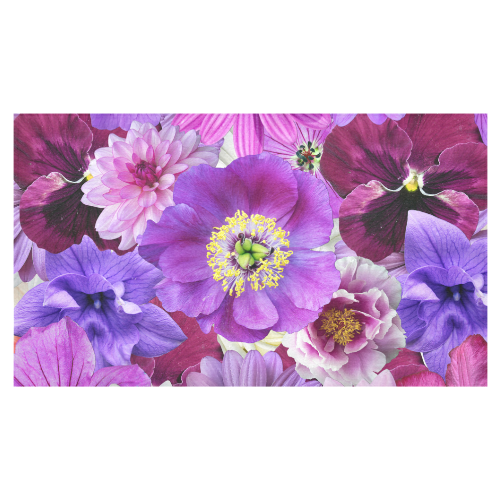 Purple flowers_ Gloria Sanchez1 Cotton Linen Tablecloth 60"x 104"