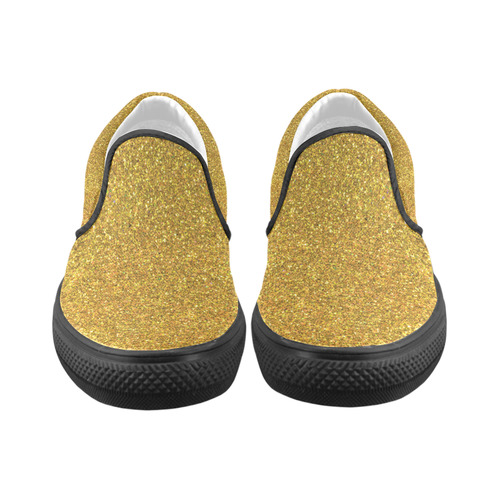 Sparkles Yellow Glitter Women's Unusual Slip-on Canvas Shoes (Model 019)