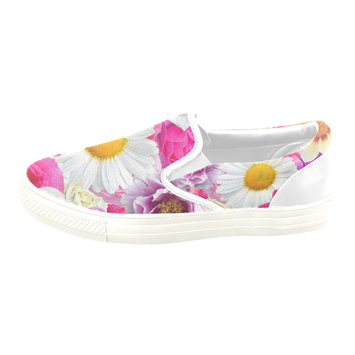 Pink flowers_ Gloria Sanchez1 Women's Unusual Slip-on Canvas Shoes (Model 019)