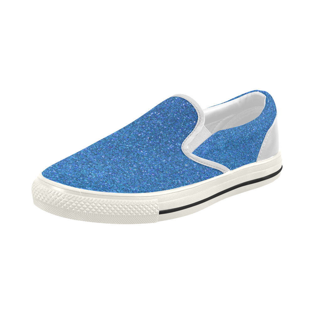 Sparkles Light Blue Glitter Women's Slip-on Canvas Shoes (Model 019)