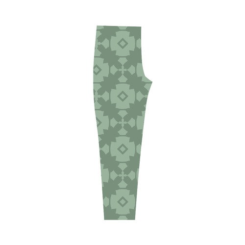 Green Geometric Tile Pattern Capri Legging (Model L02)