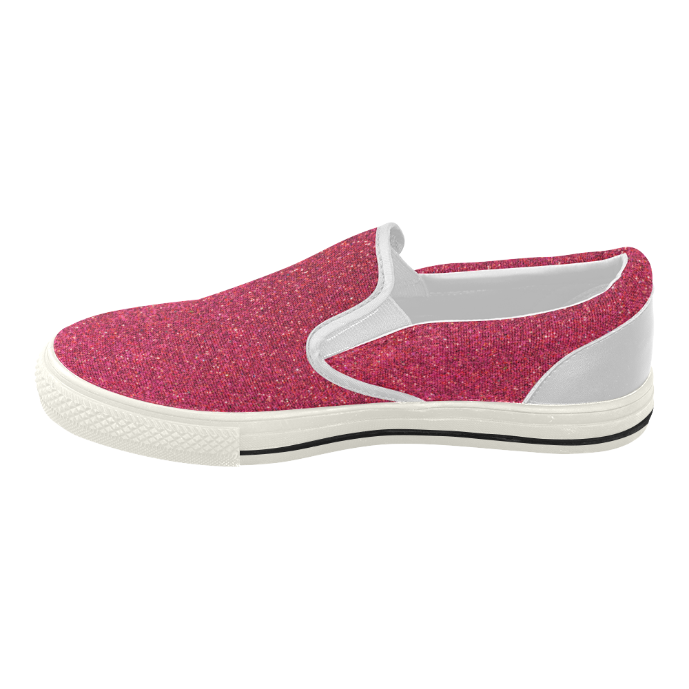 Sparkles Pink Glitter Women's Slip-on Canvas Shoes (Model 019)