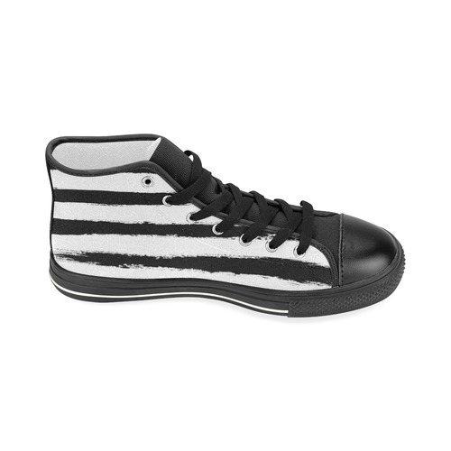 PATTERN Black White Brushstrokes Stribes Women's Classic High Top Canvas Shoes (Model 017)