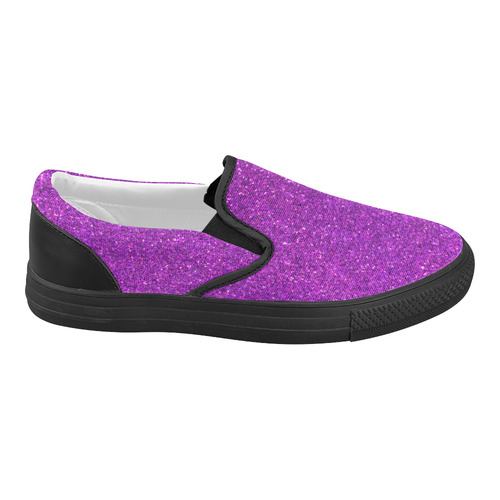 Sparkles Purple Glitter Women's Slip-on Canvas Shoes (Model 019)