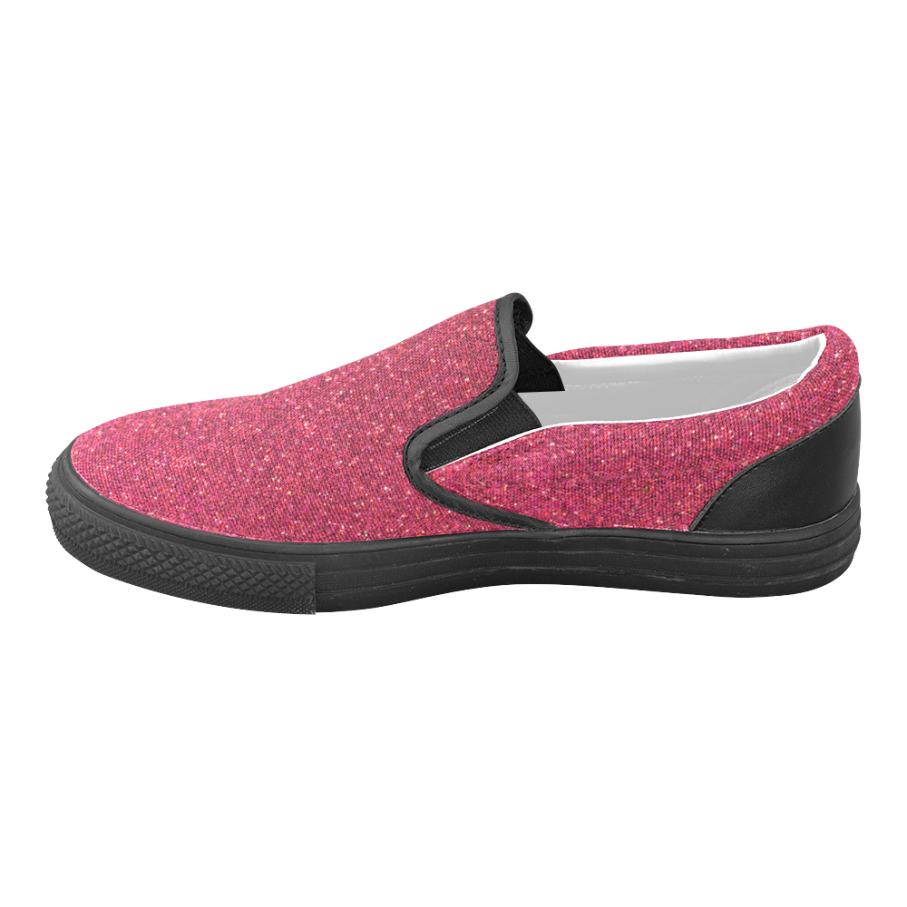 Sparkles Pink Glitter Women's Unusual Slip-on Canvas Shoes (Model 019)
