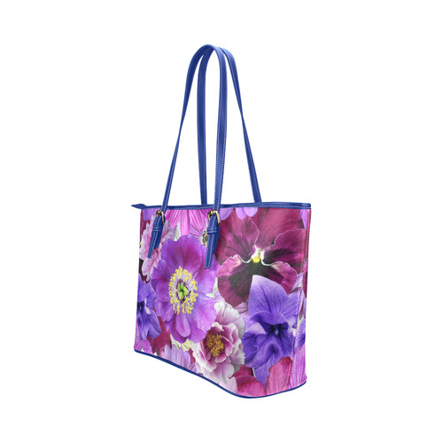 Purple flowers_ Gloria Sanchez1 Leather Tote Bag/Large (Model 1651)