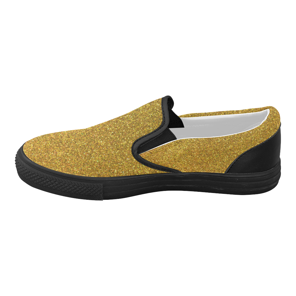 Sparkles Yellow Glitter Women's Slip-on Canvas Shoes (Model 019)