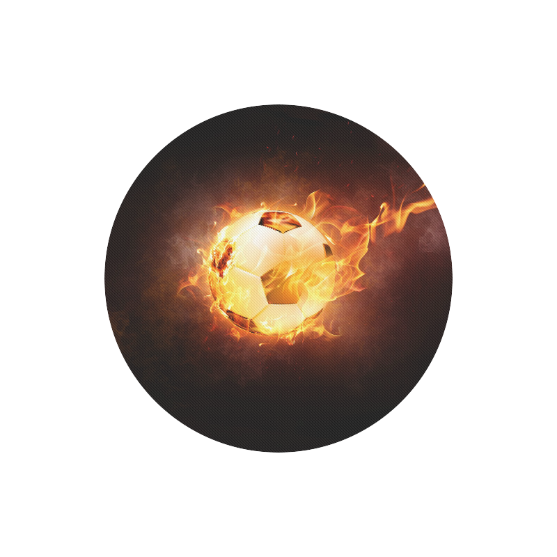 SPORT Football Soccer, Ball under Fire Round Mousepad