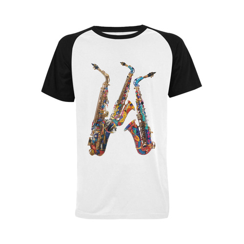 Musical Instrument Saxophone Baseball Shirt Men's Raglan T-shirt Big Size (USA Size) (Model T11)