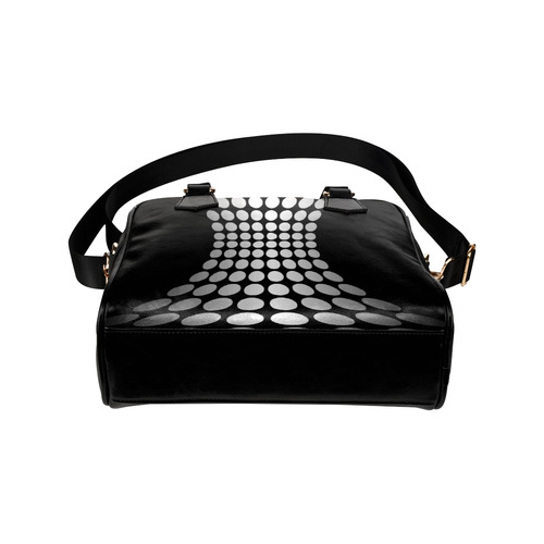 Abstract Dots White Black Shoulder Handbag (Model 1634)