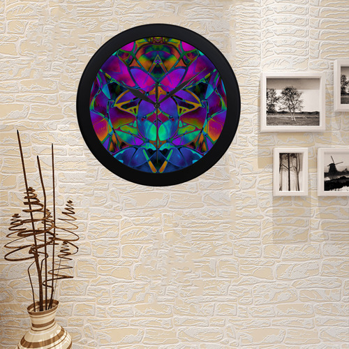 Floral Fractal Art G308 Circular Plastic Wall clock