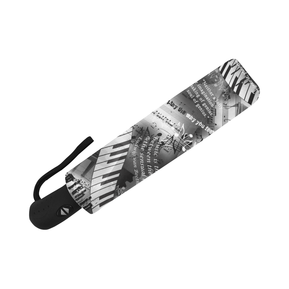 Piano Pattern Print Automatic Foldable Umbrella