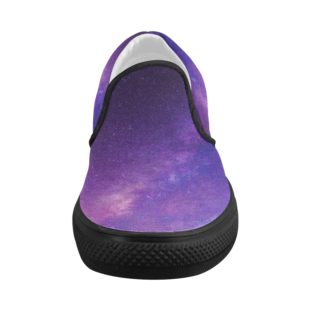 Purple Blue Starry Night Sky Women's Slip-on Canvas Shoes (Model 019)