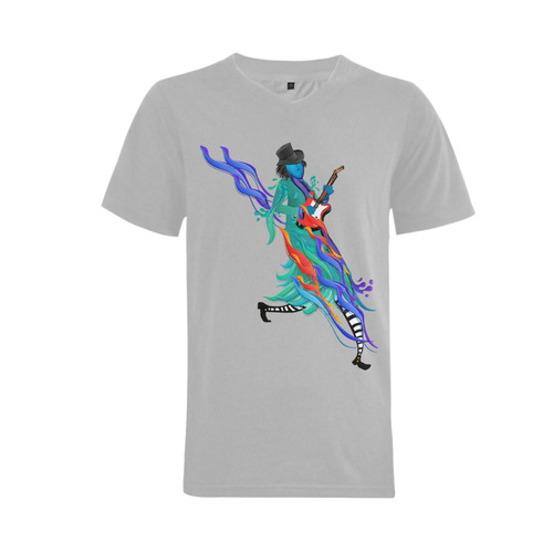 Guitar Player Colorful Music Guitar Art Men's V-Neck T-shirt  Big Size(USA Size) (Model T10)