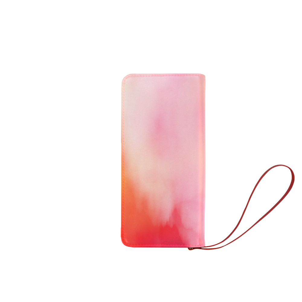 Abstract Watercolor Pink Coral Orange Colorful Springtime Women's Clutch Wallet (Model 1637)