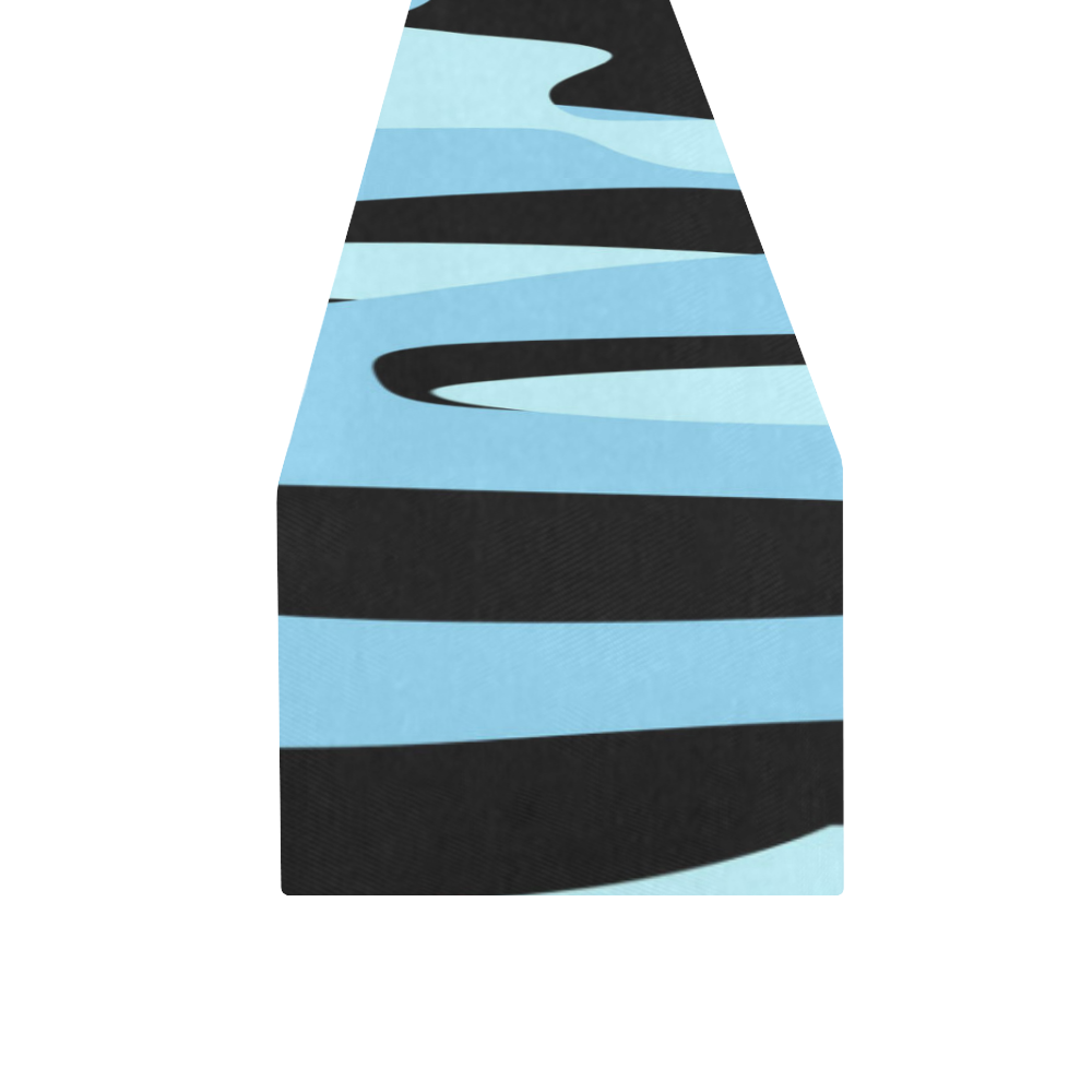 blue and black abstract 2d 2 Table Runner 16x72 inch