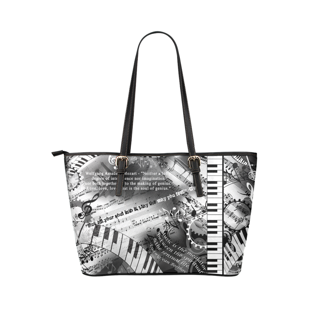 Best Piano gift Mozart Classical Music Art by Juleez Leather Tote Bag/Large (Model 1651)