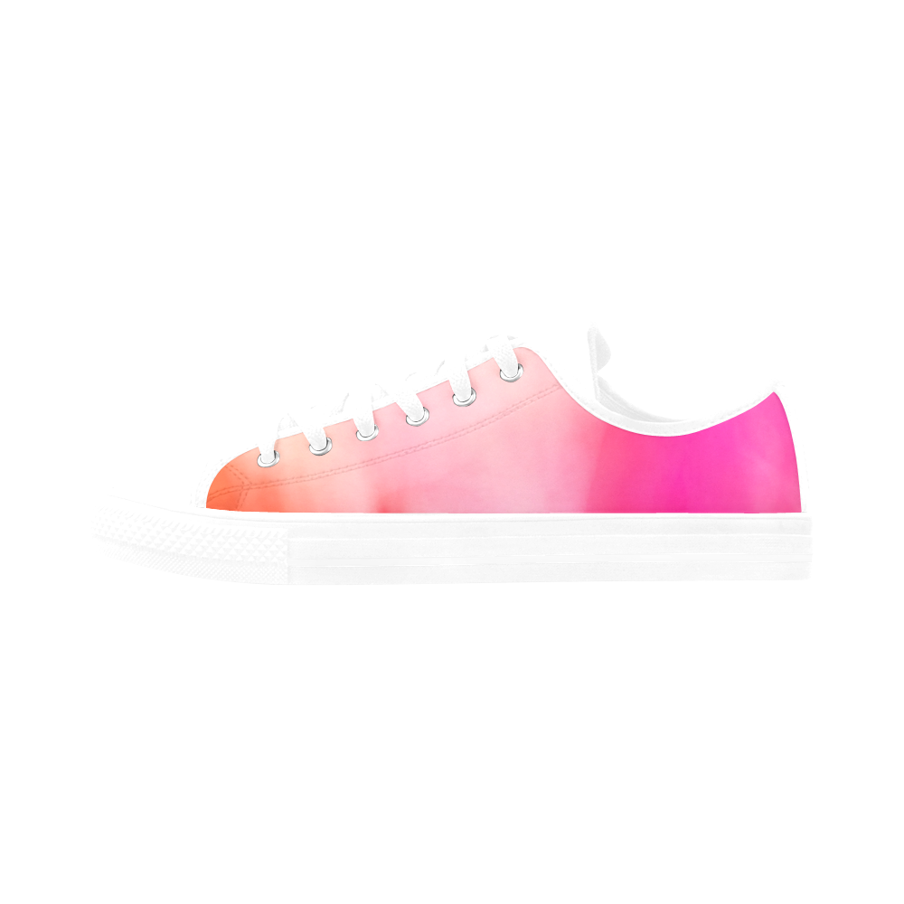 Abstract Watercolor Pink Coral Orange Colorful Springtime Aquila Microfiber Leather Women's Shoes/Large Size (Model 031)
