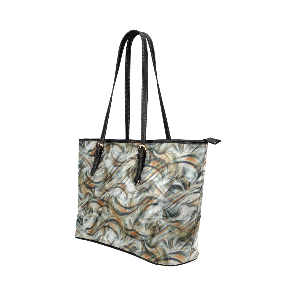 Swirl Art Print Pattern Leather Tote Bag/Large (Model 1651)