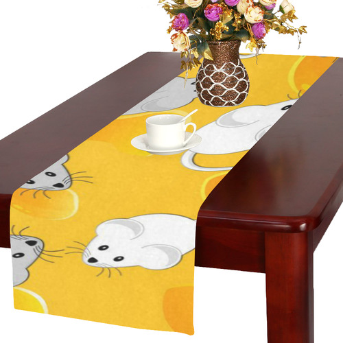 mice on cheese Table Runner 16x72 inch