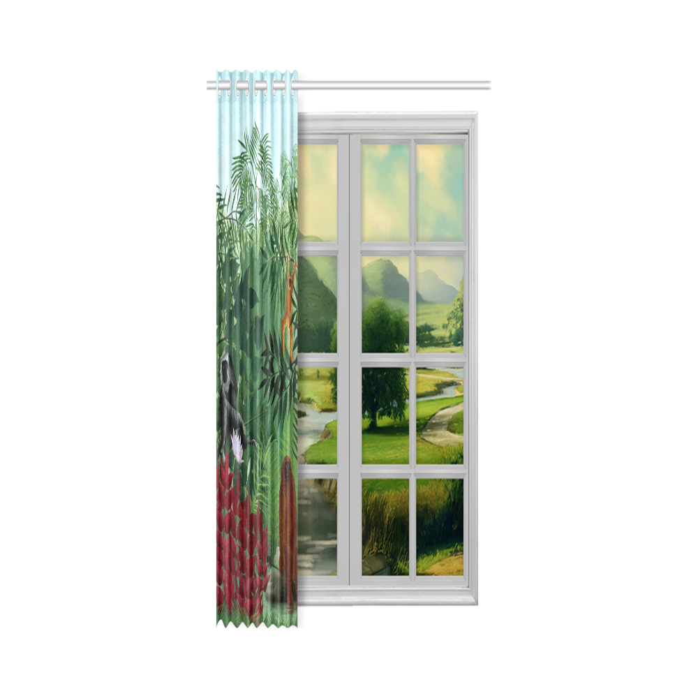 Henri Rousseau Tropical Forest Monkeys New Window Curtain 50" x 108"(One Piece)
