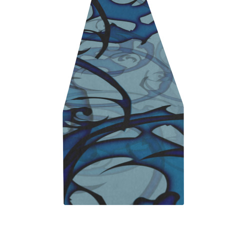 black and blue abstract Table Runner 14x72 inch