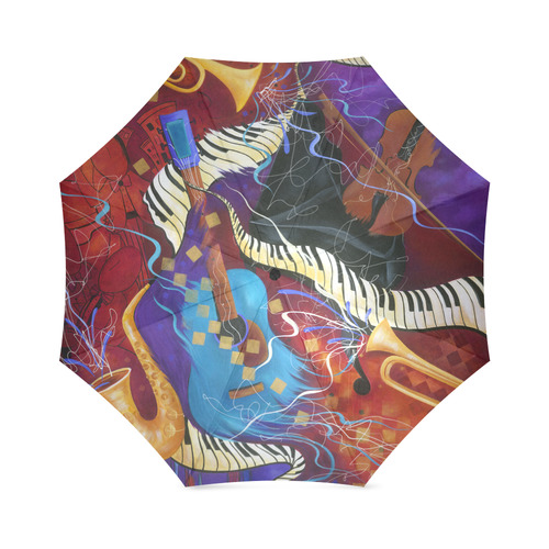 Jazz Art Piano Saxophone Guitar Art Print by Juleez Foldable Umbrella (Model U01)