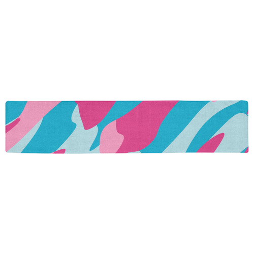 blue and pink camo 2 Table Runner 16x72 inch