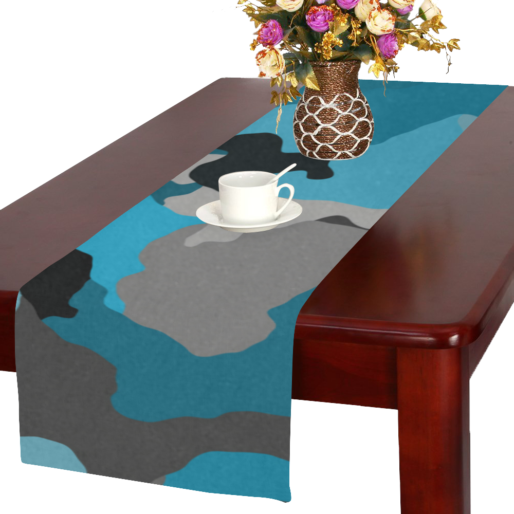 blue and gray camo Table Runner 16x72 inch