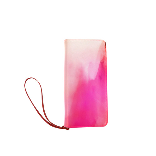 Abstract Watercolor Pink Coral Orange Colorful Springtime Women's Clutch Wallet (Model 1637)