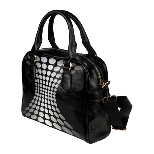 Abstract Dots White Black Shoulder Handbag (Model 1634)