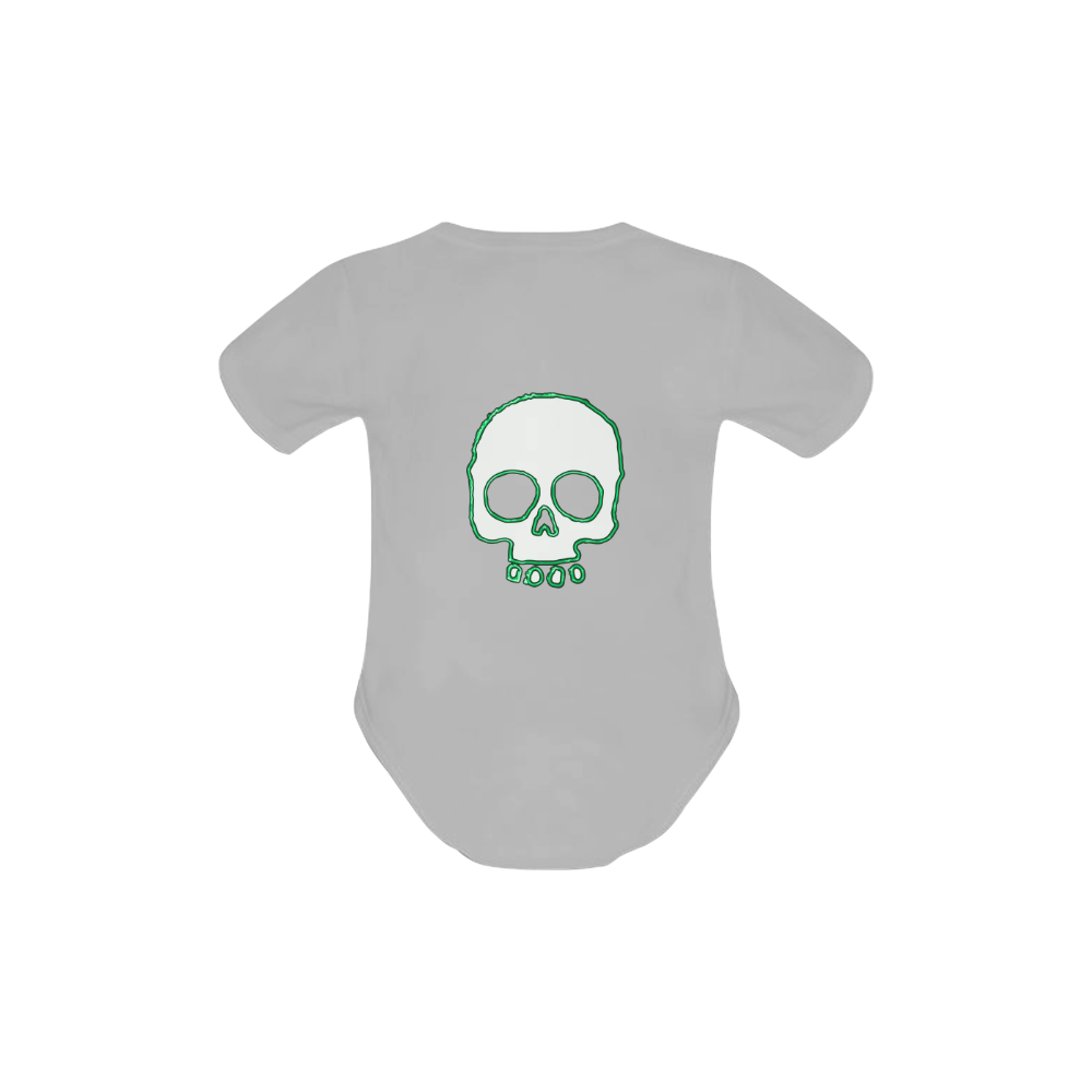Green Neon Skull Baby Powder Organic Short Sleeve One Piece (Model T28)